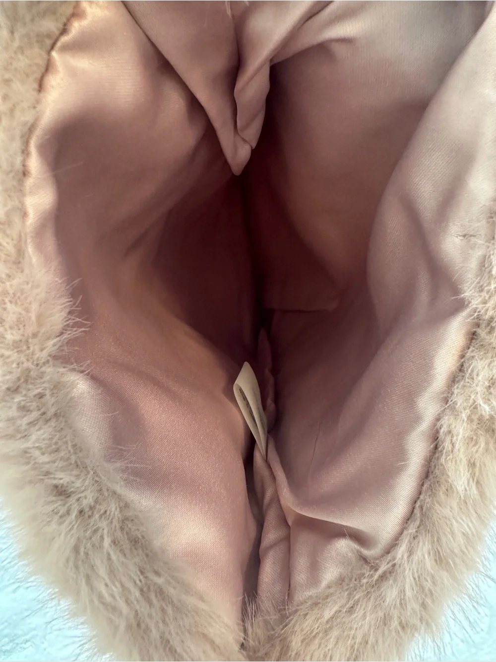 VICTORIA'S SECRET FAUX FUR CHRISTMAS STOCKING BLUSH PINK MAUVE GOLD TRIM NWT